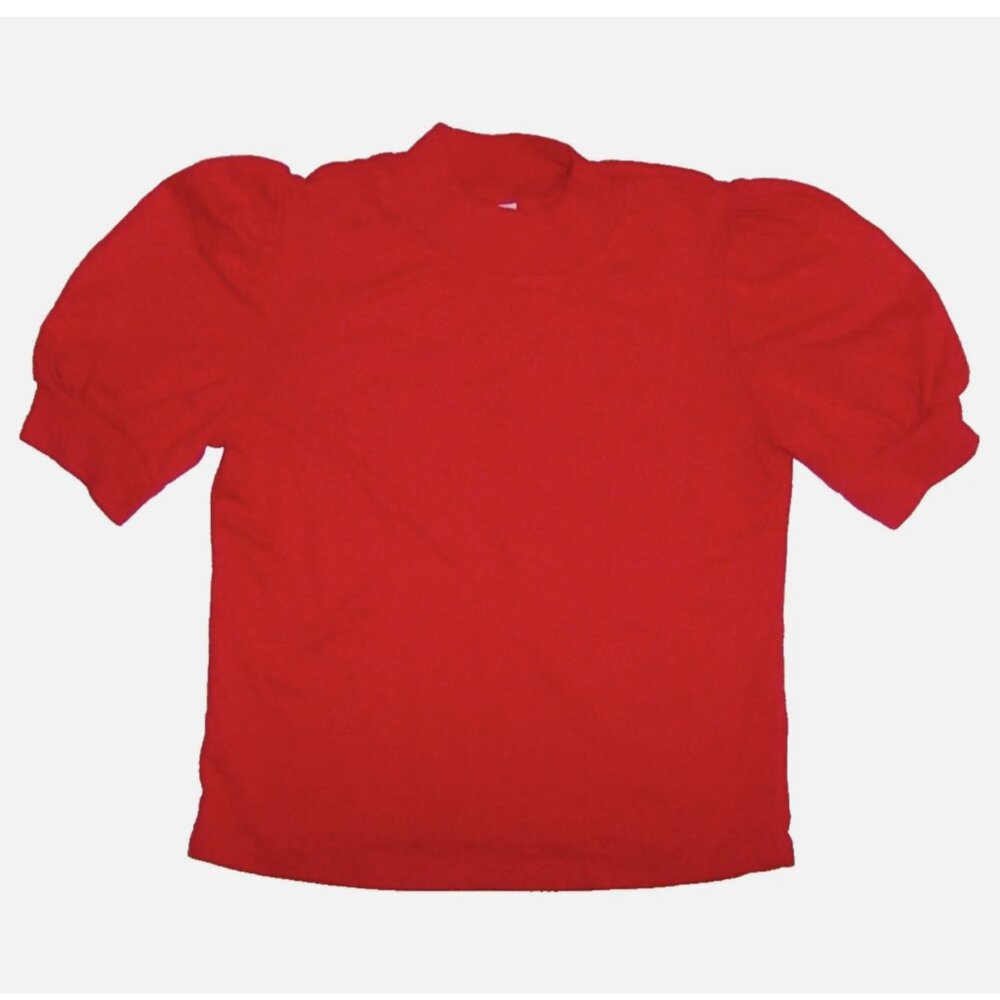 Vintage Cuddle Teen Girls Red Mock Neck Short Sleeve Top T-Shirt USA Made Size 7